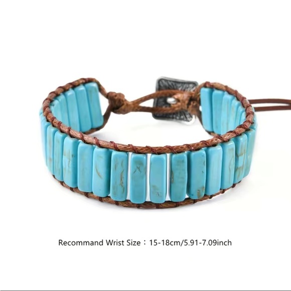 Gorgeous Bohemian Blue Turquoise Tube Beads Bracelet - - Picture 5 of 11